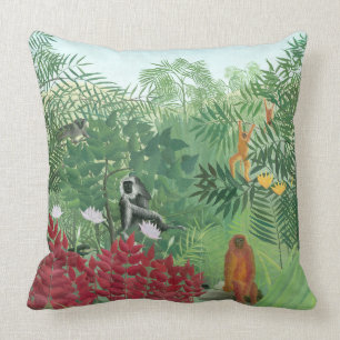 Restaurierte Farbe Henri Rousseau Monkey Jungle Ar Kissen