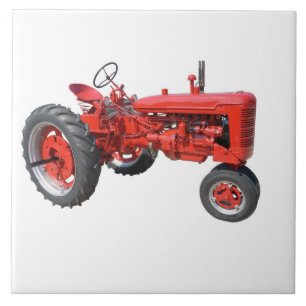 Restaurierter Vintage-Traktor Fliese