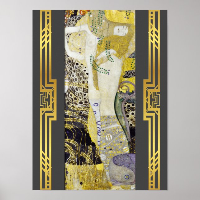 Restauriertes Klimt Wasser Schlösser Art Nouveau Poster (Vorne)