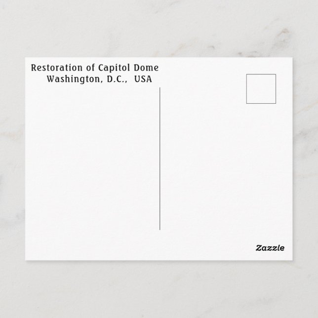 Restaurierung der Hauptstadt Dome, Washington, D.C Postkarte (Rückseite)