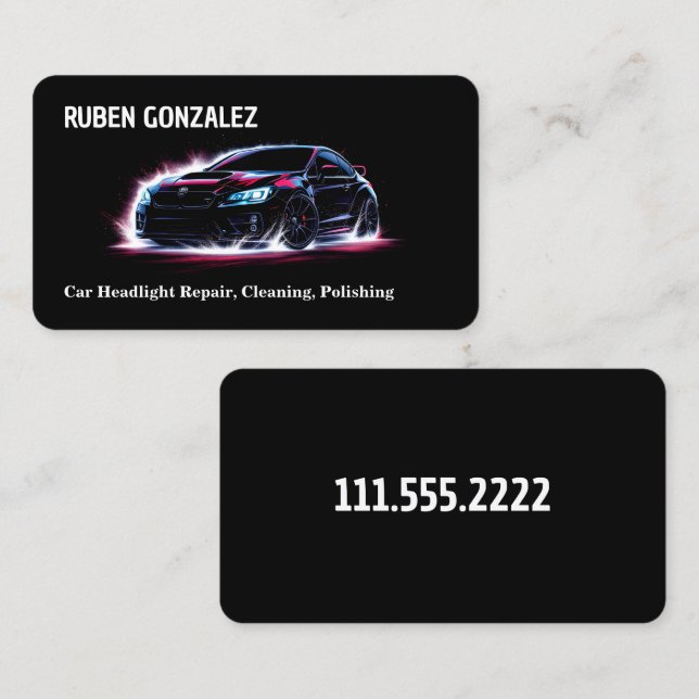 Restaurierung von Scheinwerferleuchten Visitenkarte (Vorne/Hinten)