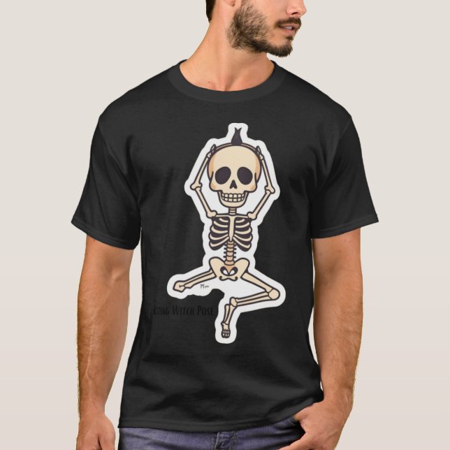 Restin in Pose Funny Skeleton Yoga Halloween Desig T-Shirt (Vorderseite)