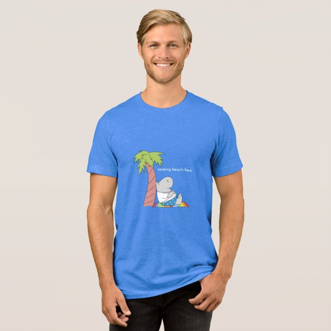 RESTING BEACH FACE Bauch-Taste Hippo Boynton Tri-Blend Shirt (Vorderseite voll)