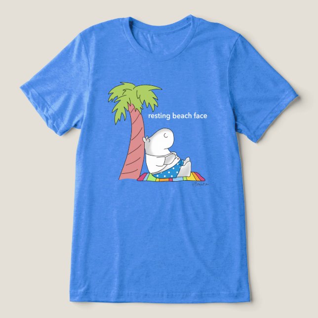 RESTING BEACH FACE Bauch-Taste Hippo Boynton Tri-Blend Shirt (Design Vorderseite)
