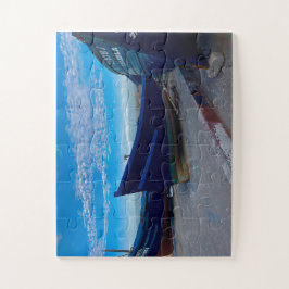 Resting Blue Boats on Essaouira Shore Puzzle