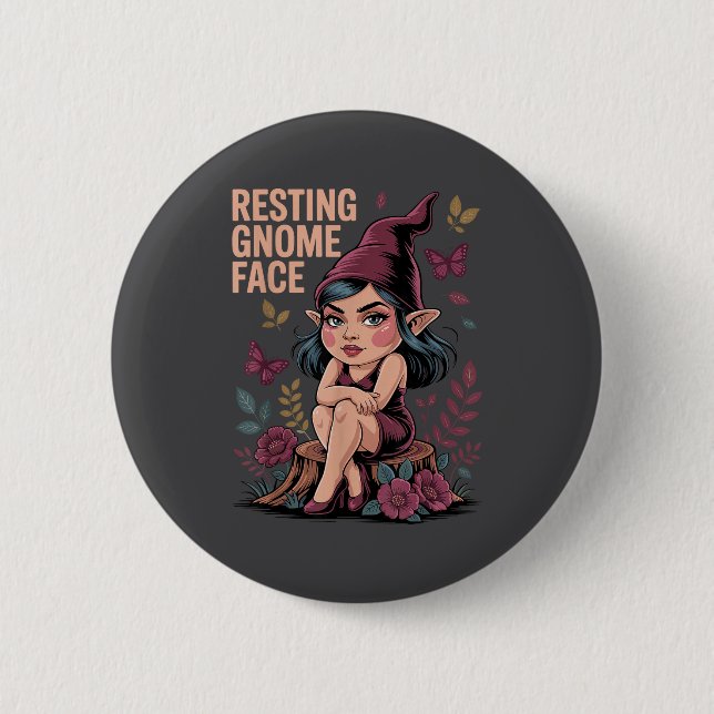Resting Gnome Face Cute Funny Christmas Kawaii Car Button (Vorderseite)