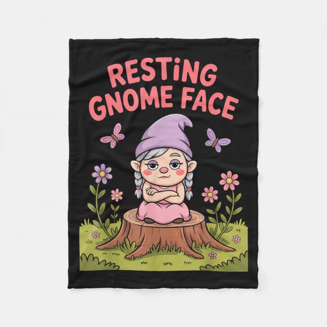 Resting Gnome Face Cute Funny Christmas Kawaii Car Fleecedecke (Vorderseite)