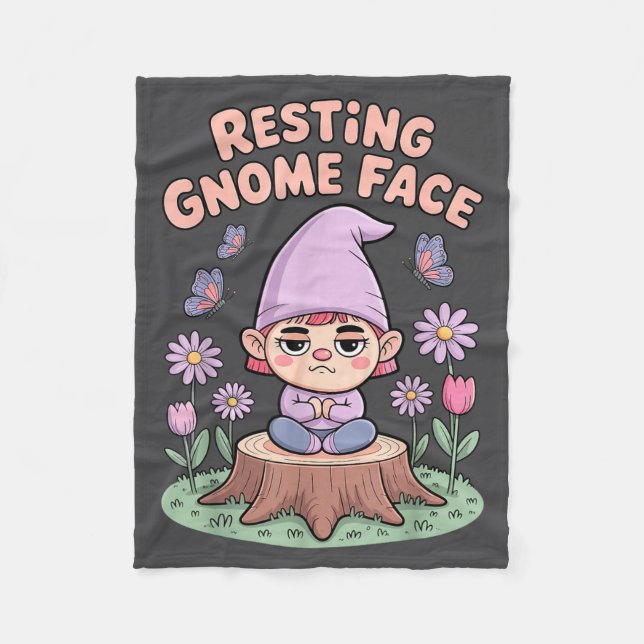 Resting Gnome Face Cute Funny Christmas Kawaii Car Fleecedecke (Vorderseite)