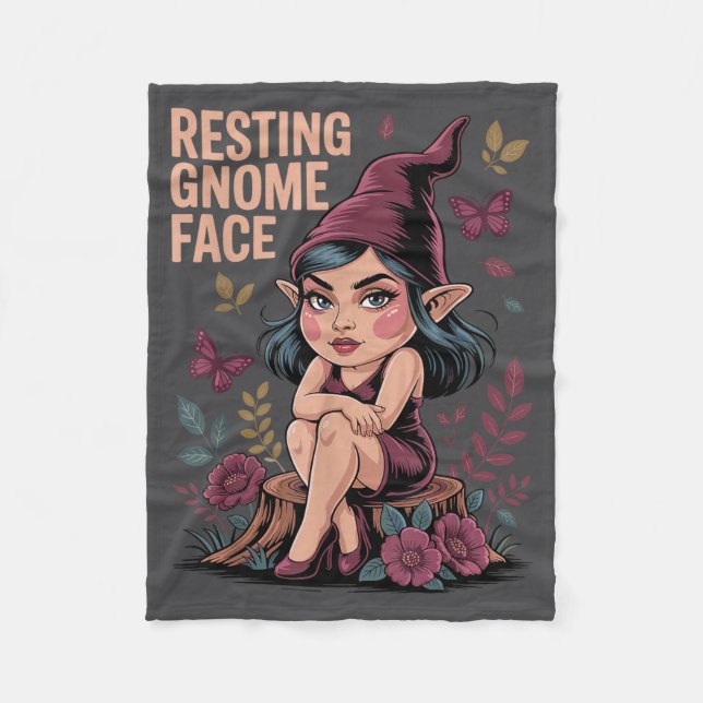 Resting Gnome Face Cute Funny Christmas Kawaii Car Fleecedecke (Vorderseite)