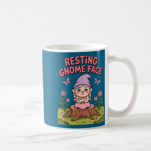 Resting Gnome Face Cute Funny Christmas Kawaii Car Kaffeetasse (Rechts)