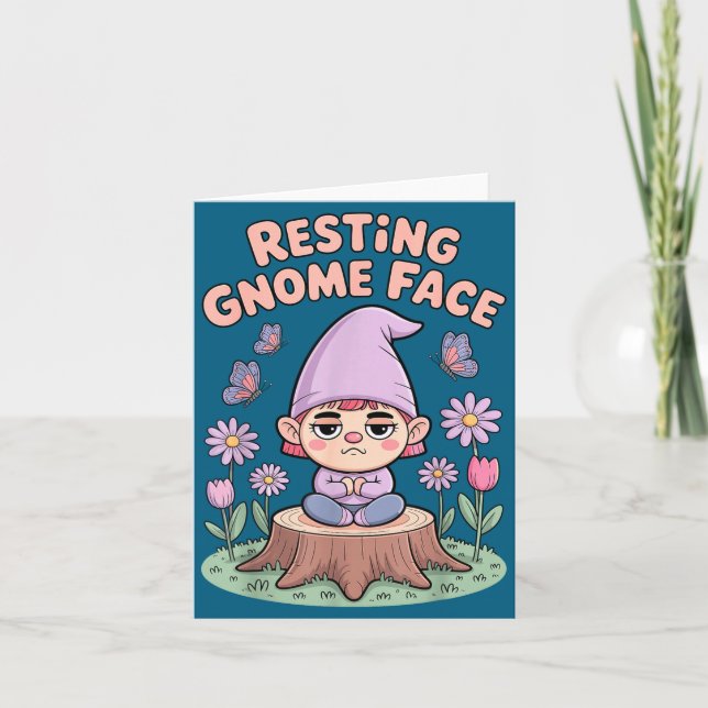 Resting Gnome Face Cute Funny Christmas Kawaii Car Karte (Vorderseite)