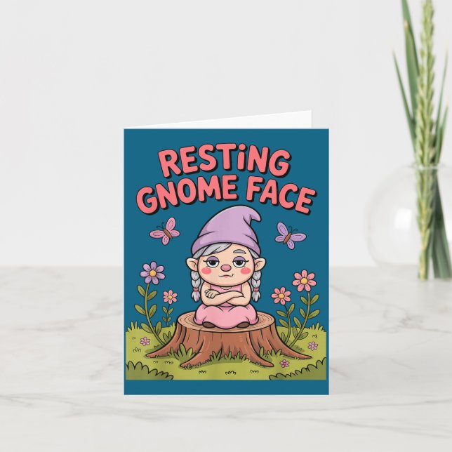 Resting Gnome Face Cute Funny Christmas Kawaii Car Karte (Vorderseite)