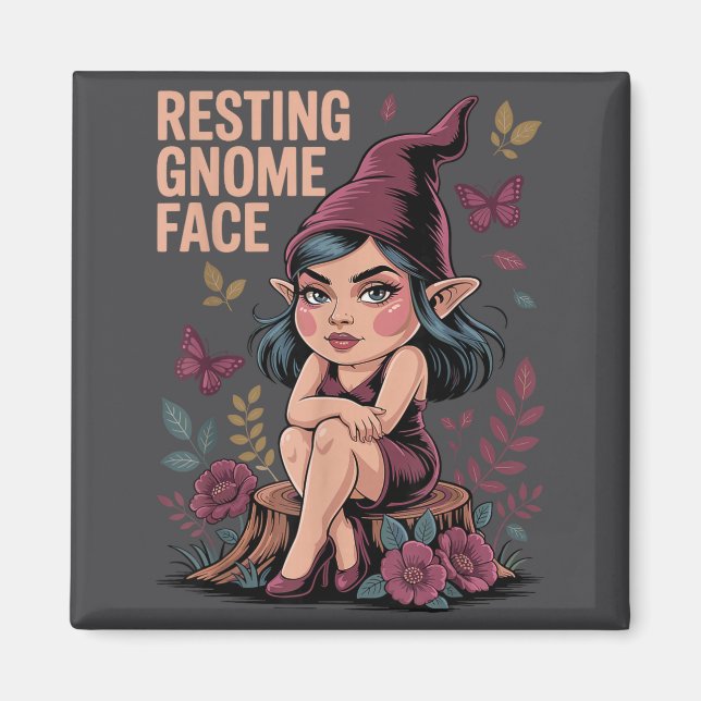 Resting Gnome Face Cute Funny Christmas Kawaii Car Magnet (Vorne)