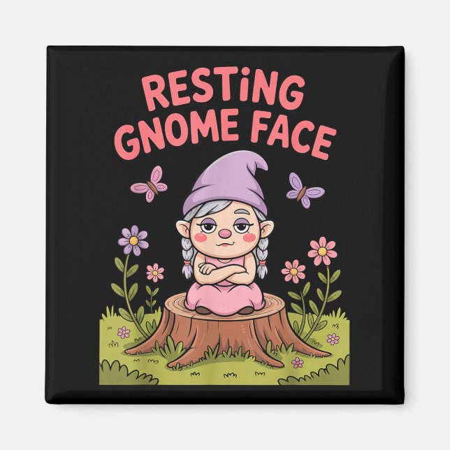Resting Gnome Face Cute Funny Christmas Kawaii Car Magnet (Vorne)