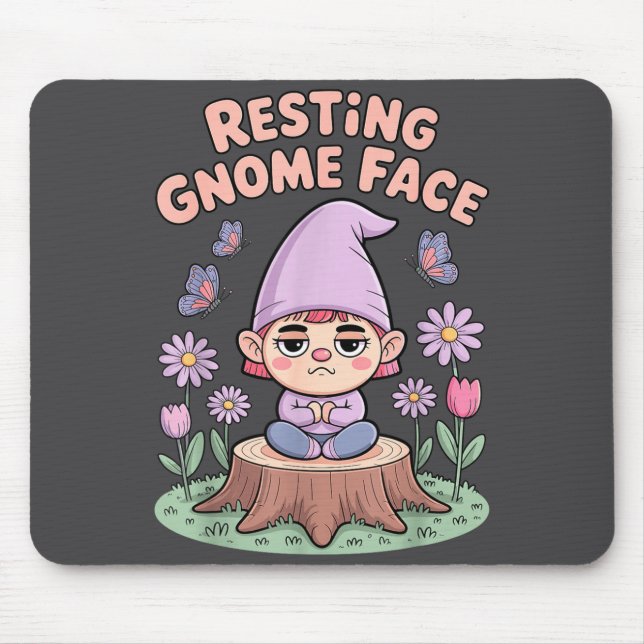Resting Gnome Face Cute Funny Christmas Kawaii Car Mousepad (Vorne)