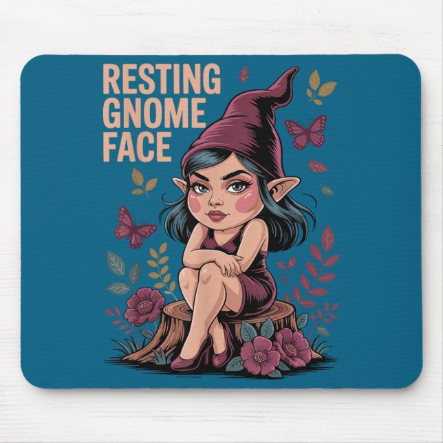 Resting Gnome Face Cute Funny Christmas Kawaii Car Mousepad (Vorne)