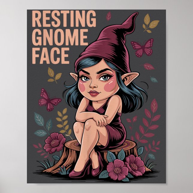 Resting Gnome Face Cute Funny Christmas Kawaii Car Poster (Vorne)