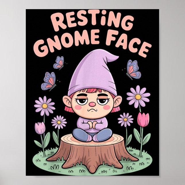 Resting Gnome Face Cute Funny Christmas Kawaii Car Poster (Vorne)