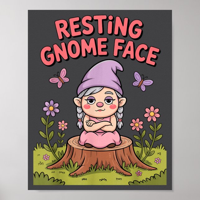 Resting Gnome Face Cute Funny Christmas Kawaii Car Poster (Vorne)