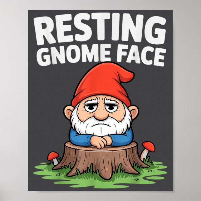 Resting Gnome Face Cute Funny Christmas Kawaii Car Poster (Vorne)
