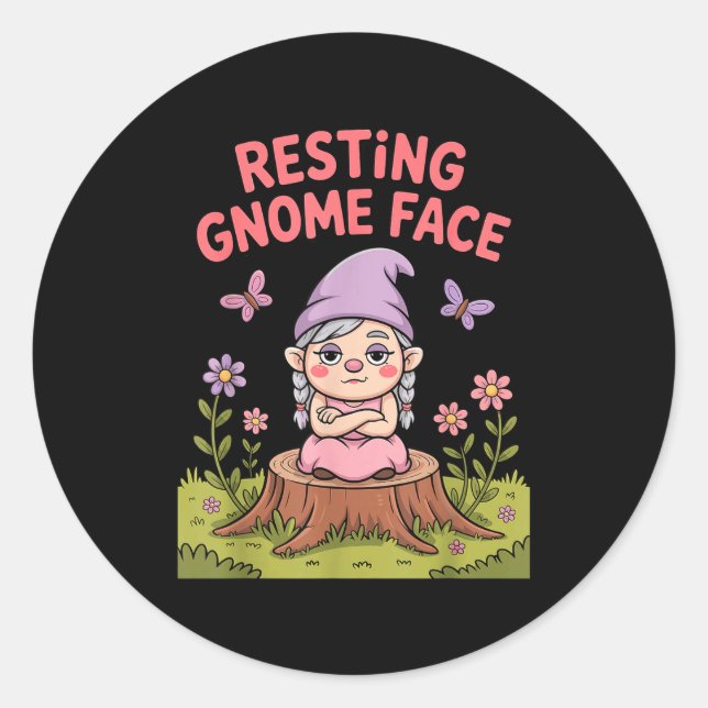 Resting Gnome Face Cute Funny Christmas Kawaii Car Runder Aufkleber (Vorderseite)