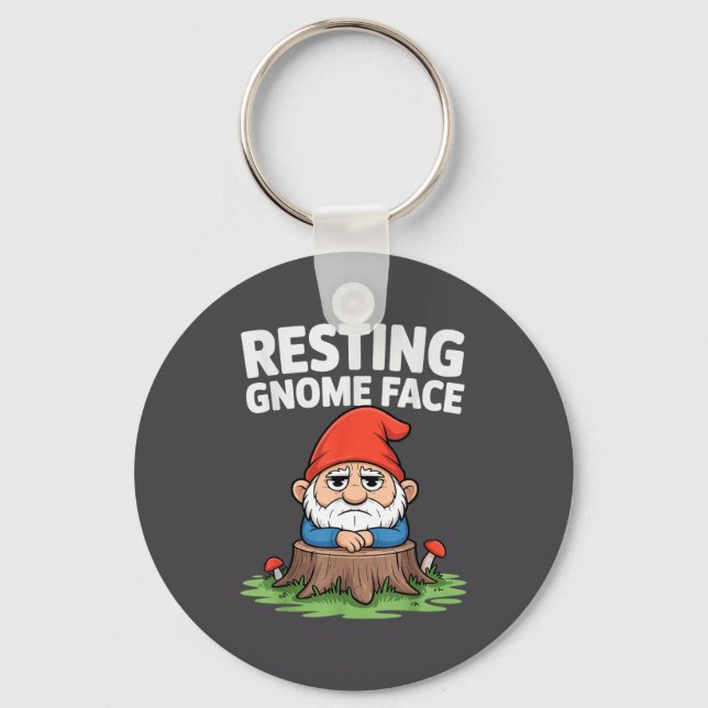 Resting Gnome Face Cute Funny Christmas Kawaii Car Schlüsselanhänger (Vorderseite)