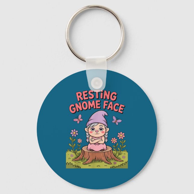 Resting Gnome Face Cute Funny Christmas Kawaii Car Schlüsselanhänger (Vorderseite)
