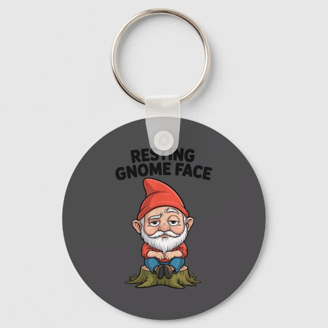 Resting Gnome Face Cute Funny Christmas Kawaii Car Schlüsselanhänger (Vorderseite)