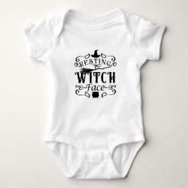 RESTING WITCH FACE Vintag Type Graphic Halloween Baby Strampler