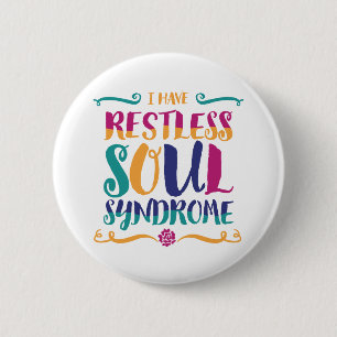 Restless Soul Syndrom Typografie Hippie Button