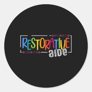 Restorative Aide Designs Unisex-Erwachsene Schwarz Runder Aufkleber
