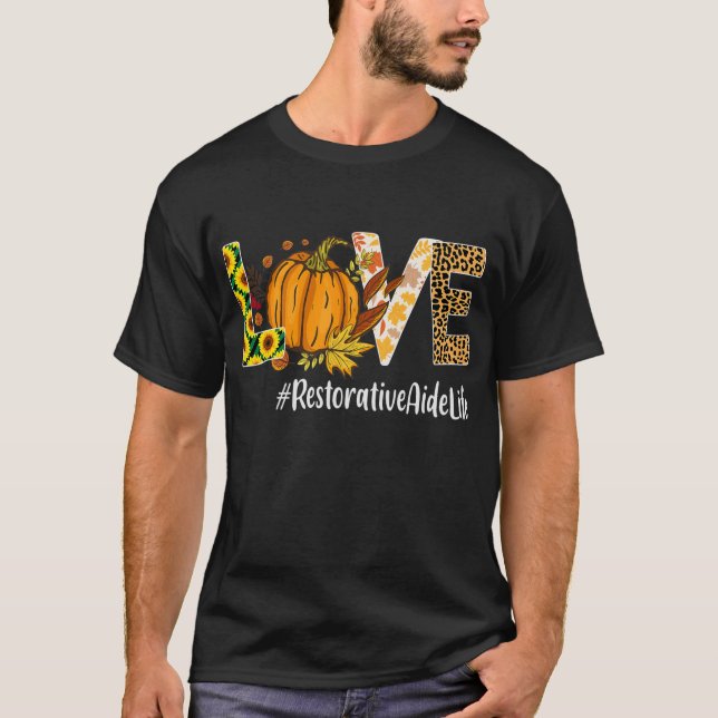 Restorative Aide Liebe Fall Pumpkin Leopard T-Shirt (Vorderseite)