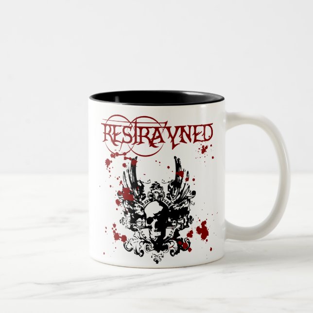 Restrayned Logo BloodSplatter Zweifarbige Tasse (Rechts)
