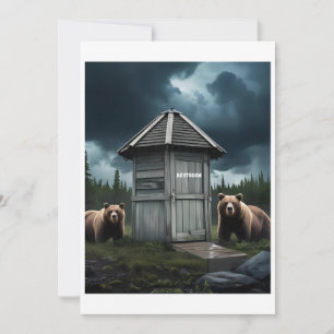 Restroom - Bear Outhouse Camping Feiertagskarte