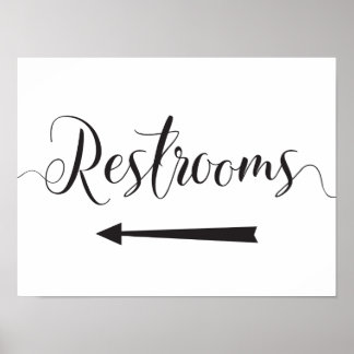 Restrooms Sign Wedding Directions Links Arrow Poster
