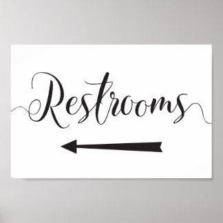 Restrooms Sign Wedding Directions Links Arrow Poster