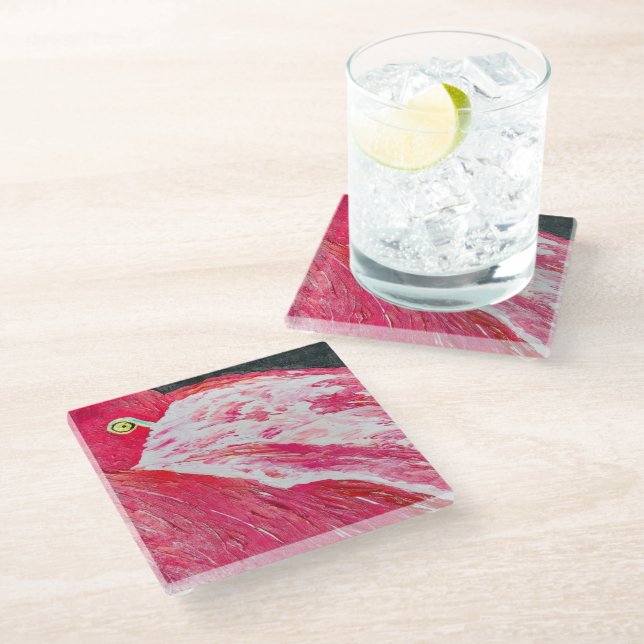 Restrukturierung des Flamingo Glass-Untersetzer Glasuntersetzer (Schrägansicht)