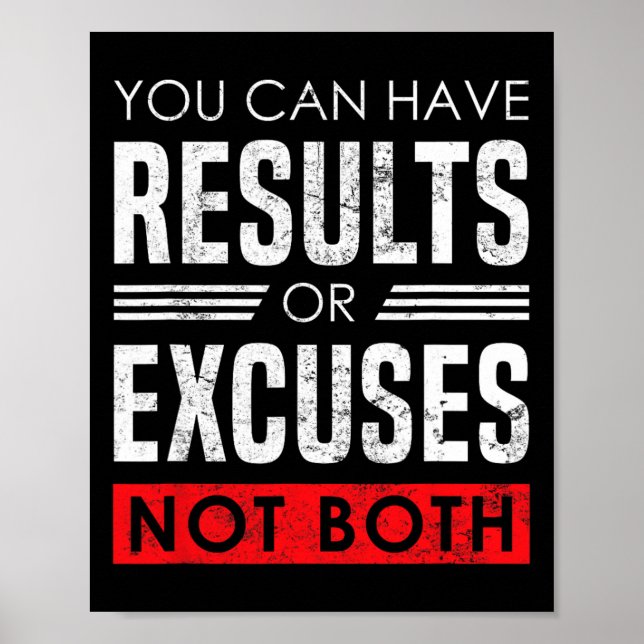 Results Or Excuses - Motivational Bodybuilding Quo Poster (Vorne)