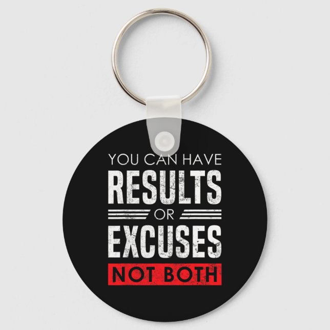 Results Or Excuses - Motivational Bodybuilding Quo Schlüsselanhänger (Vorderseite)