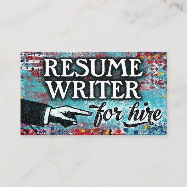 Resume Writer for Hire Business Cards - Blue Red Visitenkarte (Vorderseite)