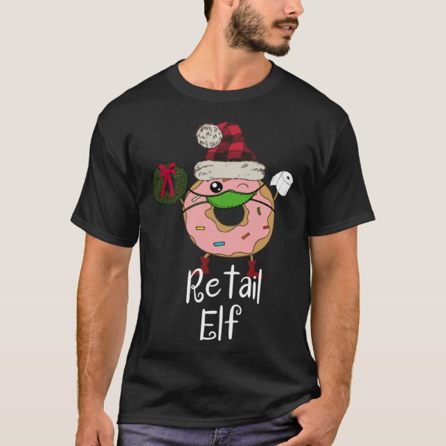Retail Elf Quarantine Christmas Elf  Donut 2020 Me T-Shirt (Vorderseite)