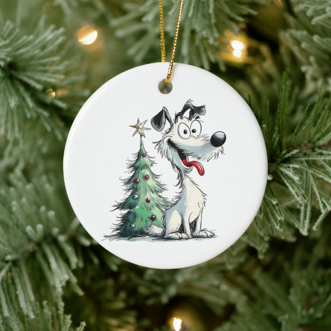 Retcue Dog's First Christmas in Furever Zuhause Keramik Ornament (Baum)