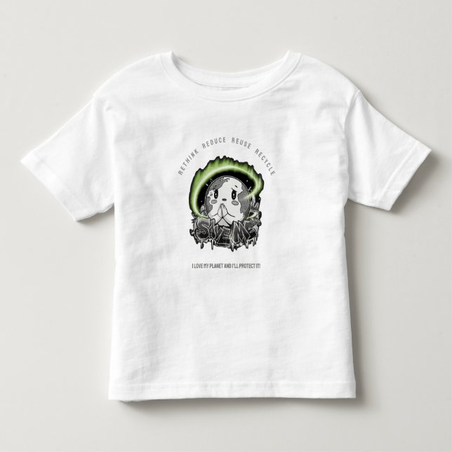Rethink Reduce Reuse Recycle Save Earth Kleinkind T-shirt (Vorderseite)