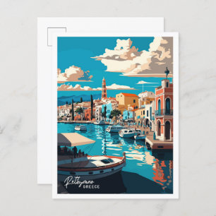 Rethymno Griechenland Reisen Vintage Illustration Postkarte