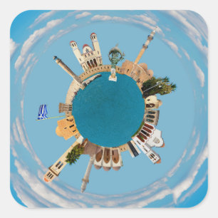 Rethymno Stadt Griechenland winzige Sehenswürdigke Quadratischer Aufkleber