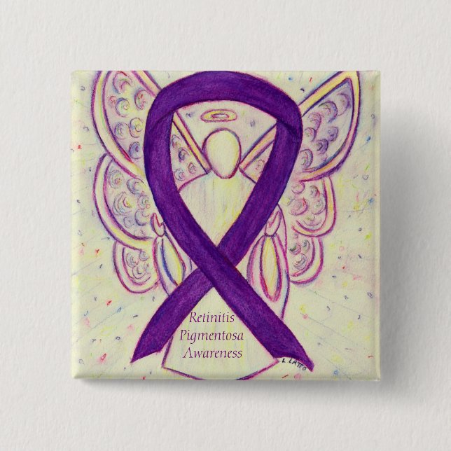 Retinitis Pigmentos Awareness Angel Ribbon Art But Button (Vorderseite)