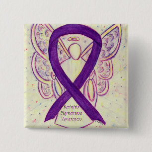 Retinitis Pigmentos Awareness Angel Ribbon Art But Button