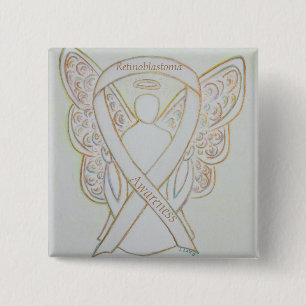 Retinoblastoma Weißes Awareness Ribbon Angel Butt Button