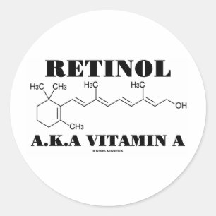 Retinol A.K.A. Vitamin A (Retinol Molecule) Runder Aufkleber