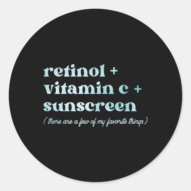 Retinol Vitamin C und Sonnenschutzmittel Ästhetik Runder Aufkleber (Vorderseite)